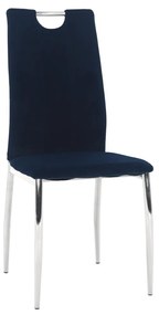 Tempo Kondela Jedálenská stolička, modrá Velvet látka/chróm, OLIVA NEW