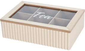 Box na čajové vrecká Stripes béžová, 24 x 7 x 16 cm