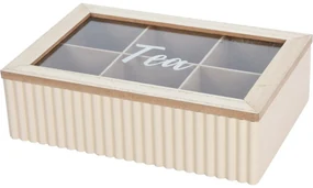 Box na čajové vrecká Stripes béžová, 24 x 7 x 16 cm