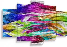 Obraz - Tehlový múr s farebnými plameňmi (150x105 cm)