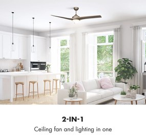 Klarstein Figo, stropný ventilátor, 52", 55 W, stropná lampa, 2 x 42 W, diaľkový ovládač, titán