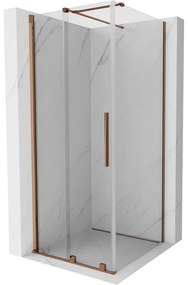 Mexen Velar, sprchový kút s posuvnými dverami 120(dvere) x 120(stena) cm, 8mm číre sklo, ružové zlato, 871-120-120-01-60