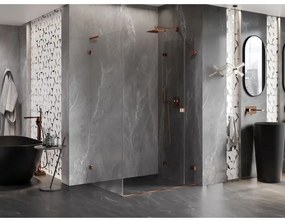 Mexen Lunar-F L, pravý sklápací sprchový kút 95 x 90 cm, 8mm číre sklo, profil ružové zlato, 836L-095-090-60-00-P