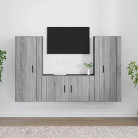 3-dielna súprava TV skriniek sivá sonoma spracované drevo 3188756