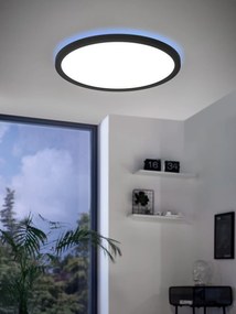 EGLO LED múdre prisadené osvetlenie ROVITO-Z, 14,6 W, teplá biela-studená biela, RGB, čierne, 30cm, okrúh