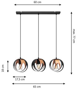 Luster na lanku MOONLIGHT 3xE27/15W/230V čierna/medená