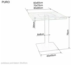 Čierny jedálenský stôl s doskou v dekore dub PURO 70x70