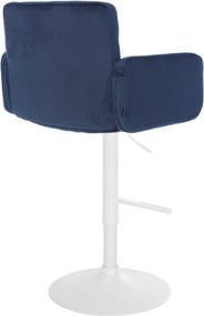 Barová stolička Los Angeles - zamat, biely rám - blue