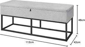 Lavica s úložným priestorom TAURO 112x48 cm, sivá