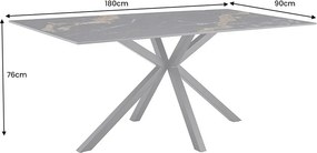 Keramický jedálenský stôl Fabrico 180 cm čierny / pieskový