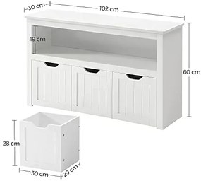 Skrinka na hračky so šuplíkmi s kolieskami 60x102x30cm