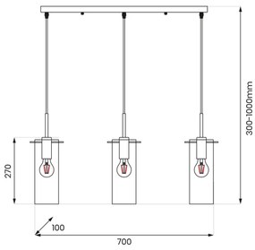 Luster na lanku PADOVA 3xE27/15W/230V čierna
