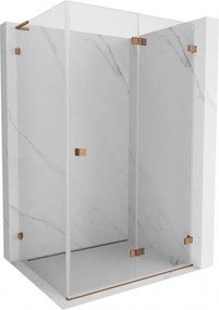 Mexen Lunar-F L, 1-krídlový sprchový kút so skladacími dverami, pravý, 95 x 90 cm, 8mm číre sklo, ružové zlato profil, 836L-095-090-60-00-P