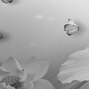 Obraz - Kvetinový dizajn s motýlikmi (120x50 cm)