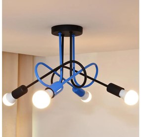 Prisadený luster OXFORD 4xE27/15W/230V čierna/modrá