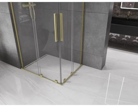 Mexen Velar L Duo, sprchový kút s posuvnými dverami 90 x 80 cm, 8mm číre sklo, zlatá matná, 871-090-080-02-03-55