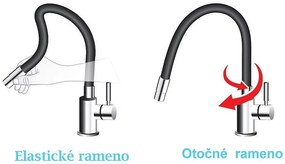 Ferro Drezy - sada granitový drez + flexi batéria Ferro Zumba BZA4B, 1-komorový 780x480 mm, grafitová lesk, DRGM48/78HA-SET1-PL