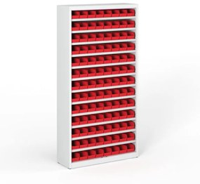 Regál s plastovými boxmi BASIC so zadnou stenou - 1800 x 400 x 920 mm, 104x box A
