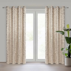 EUROFIRANY ZATEMŇOVACÍ ZÁVES NA KRÚŽKOCH MILENA 140X250 CM LISTY