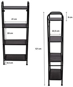 Erga Miki, 4-policový regál 420x220x1065mm, čierna matná, ERG-YKA-P.MIKI-4