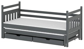 Detská posteľ 90 x 190 cm DANNY (s roštom a úl. priestorom) (grafit). Vlastná spoľahlivá doprava až k Vám domov. 1013066