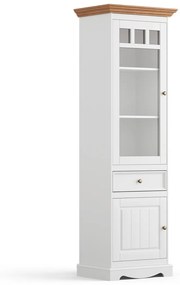 PROXIMA.store - Rustikálna vitrína ľavá 2s.1 - BELLUNO ELEGANTE FARBA: biela - orech