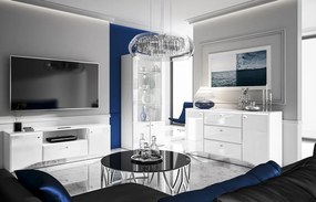 TV STOLÍK CRISTINE BIELY LESK + ZRKADLO 160 cm