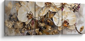 Obraz - Orchidey (s hodinami) (90x30 cm)