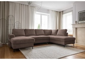 Hnedá menčestrová rozkladacia rohová pohovka (pravý roh) Lofty Lilly – Miuform