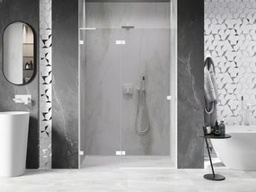 Mexen Lunar L, ľavé otočné sprchové dvere 130 cm, 8mm číre sklo, biely profil, 834L-130-000-20-00-L