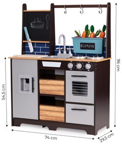 Veľká drevená kuchynka pre deti s doplnkami, ECOTOYS