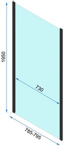 Rea Rapid Fold, rohový sprchový kút 80 (dvere) x 80(stena) x 195 cm, 6mm číre sklo, zlatý profil, KPL-09130