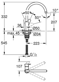GROHE 31233001 - Drezová batéria START, lesklý chróm