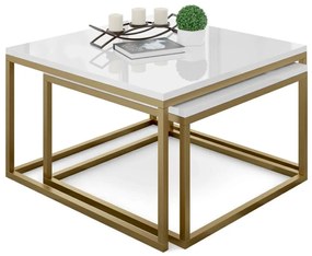 KONFERENČNÝ STOLÍK BELLA BIELY LESK + ZLATÁ