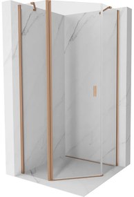 Mexen Mist, päťuholníkový sprchový kút výklopný 80 x 80 cm, číre sklo, medený matný profil, 8A8-080-080-65-00