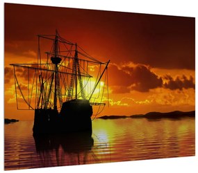 Obraz lode pri západe slnka (70x50 cm)