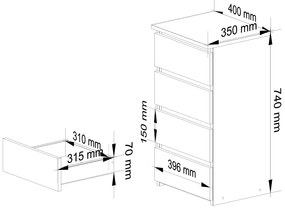 Komoda CL4 40 cm grafitově šedá