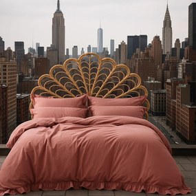 Ružové obliečky na jednolôžko z bavlny Renforcé 140x200 cm Ruffle Striped – Mila Home Luxury