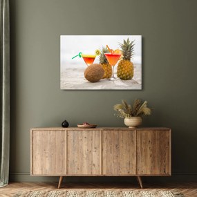 Obraz ananásov a pohárov na pláži (90x60 cm)
