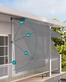 Balkónová markíza na terasu s nastaviteľným sklonom - sivá Šírka: 300 cm