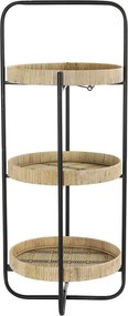 Čierny kovový 2 poschodový etažér s bambusovými podnosy Lorena - Ø 37*89cm