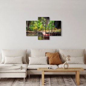 Obraz - Drevená loď na kanáli, Thajsko (90x60 cm)