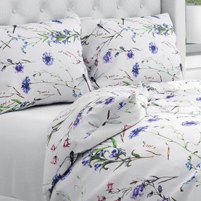Biante Bavlnené posteľné obliečky Sandra SA-429 Lúčne kvietky s vážkami Predĺžené 140x220 a 70x90 cm