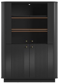 Vitrína Vespera 103 cm na sokli - čierna / zlatá