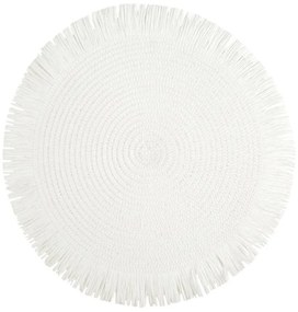 Okrúhla podložka v boho štýle so strapcami - prestieranie 38 cm béžová