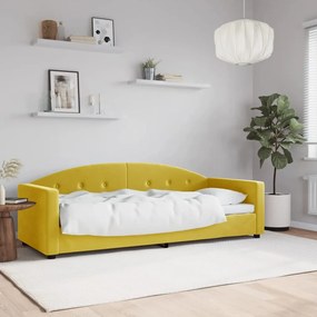 Denná posteľ žltá 80x200 cm zamat 354134