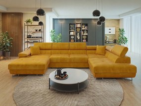 Rohová sedačka U Terazuro Bis (horčicová) (s úl. priestorom) (p)