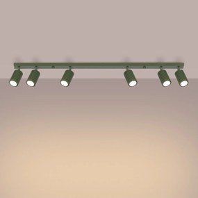 Bodové svietidlo Karbon, 6x olivovo zelené kovové tienidlo, (možnosť polohovania)