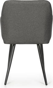 Sada šiestich jedálenských stoličiek LUXANO Lumos zamatové, grafitové / čierne nohy (6 ks)