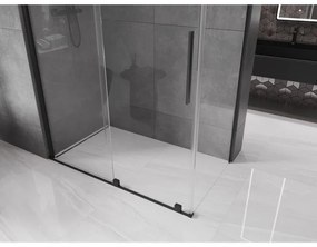 Mexen Velar, sprchový kút s posuvnými dverami 160(dvere) x 80(stena) cm, 8mm číre sklo, čierna matná, 871-160-080-01-70